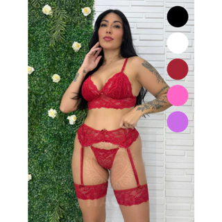 Conjunto com cinta liga com opções de cores